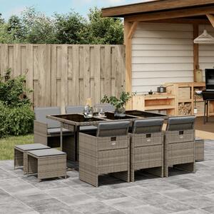 VidaXL 11 részes szürke polyrattan kerti ülőgarnitúra párnákkal