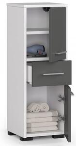 Fürdőszoba szekrény FIN 2D1SZ - fehér/grafit