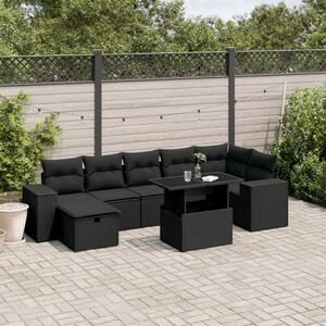 VidaXL Polyrattan Kerti Ülőgarnitúra - 8 részes - Fekete