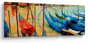 Kép - Velencei kikötő (órával) (90x30 cm)