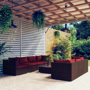 VidaXL 8 részes barna polyrattan kerti ülőgarnitúra párnákkal