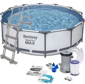Bestway fémkeretes medence, 366x100 cm, 9.150 liter, szűrőszivattyúval és létrával