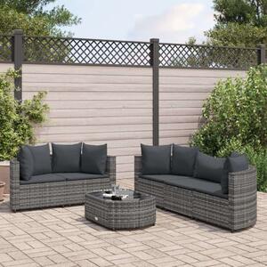 Polyrattan Kerti Ülőgarnitúra - 6 részes - Szürke