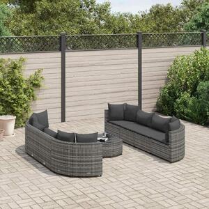 VidaXL Polyrattan Kerti Ülőgarnitúra - 9 részes - Szürke