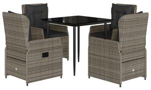 VidaXL Polyrattan Kerti Étkezőgarnitúra - 5 részes - Szürke