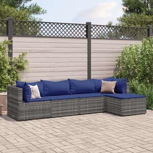 VidaXL Polyrattan Kerti Ülőgarnitúra - 5 részes - Szürke