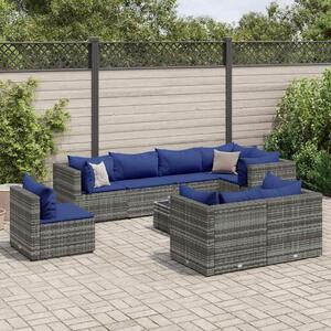 VidaXL Polyrattan Kerti Ülőgarnitúra - 9 részes - Szürke