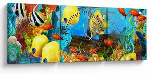 Kép - színes korallzátony (órával) (90x30 cm)