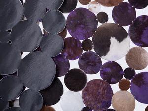 Foltos barna és lila bőrszőnyeg ⌀ 140 cm SORGUN