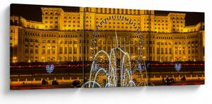 Kép - A Parlament palotája, Bukarest, Románia (órával) (90x30 cm)