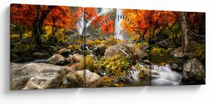Kép - vízesések a narancssárga erdőben (órával) (90x30 cm)