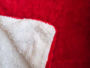 Luxus piros mikroplüss bárány pléd, 150x200 cm