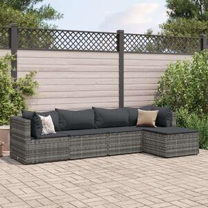 VidaXL 5 részes szürke polyrattan kerti ülőgarnitúra