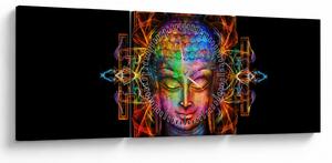 Kép - Buddha mellszobra neon színekben (órával) (90x30 cm)