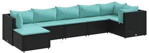 VidaXL Polyrattan Kerti Ülőgarnitúra - 7 részes - Fekete
