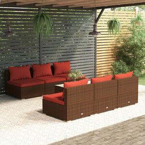 VidaXL 7 részes barna polyrattan kerti ülőgarnitúra párnákkal