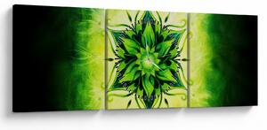 Kép - Virág mandala zöld háttérrel (órával) (90x30 cm)