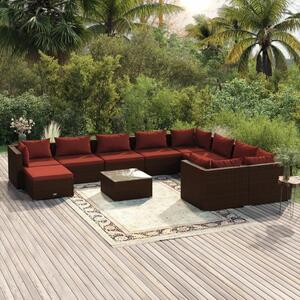 VidaXL 11 részes barna polyrattan kerti ülőgarnitúra párnákkal