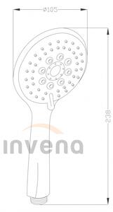 Invena Larisa, kézi zuhanyfej 5 funkciós, fehér-króm, INV-AS-03-002-X