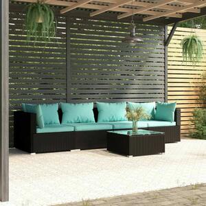 VidaXL 5 részes Polyrattan Kerti Ülőgarnitúra - Fekete