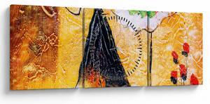Kép - táncoló balerinák, olajfestmény (órával) (90x30 cm)