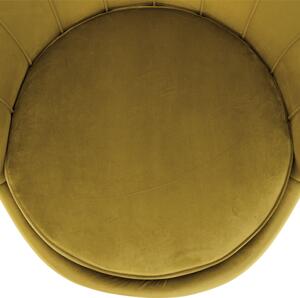 Fotel Art-deco stílusban, mustár színű Velvet anyag/gold chróm-arany, NOBLIN