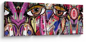 Kép - utca, művészet - bagoly (órával) (90x30 cm)
