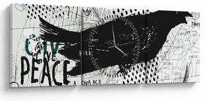 Kép - Street art - madár (órával) (90x30 cm)