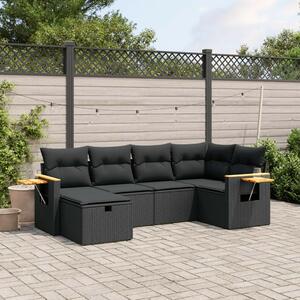 VidaXL Polyrattan Kerti Ülőgarnitúra - 6 részes - Fekete