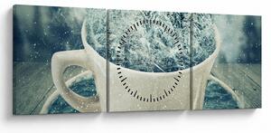 Kép - Téli világ egy bögrében (órával) (90x30 cm)
