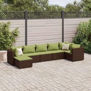 Polyrattan Kerti Ülőgarnitúra - 7 részes - Barna