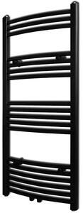 Fekete fürdőszobai íves törölközőtartó központi fűtéssel 500x1160 mm