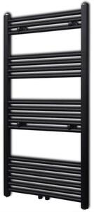 Fekete fürdőszobai egyenes törölközőtartó központi fűtéssel 600x1160mm