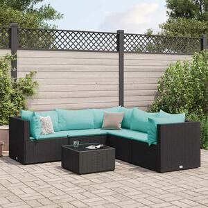 VidaXL Polyrattan Kerti Ülőgarnitúra - 6 részes - Fekete