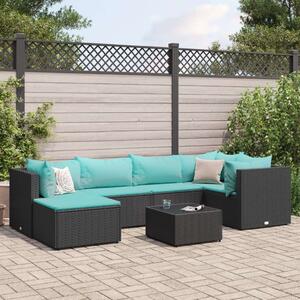 Polyrattan Kerti Ülőgarnitúra - 7 részes - Fekete