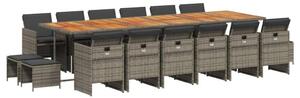 VidaXL Polyrattan Kerti Étkezőgarnitúra - 17 részes - Szürke