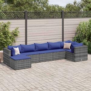 VidaXL Polyrattan Kerti Ülőgarnitúra - 7 részes - Szürke