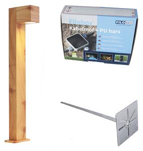 Moderne staande buitenlamp aluminium met hout print 65cm IP44 - Baleno