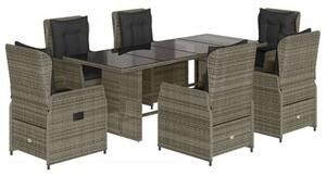 VidaXL Polyrattan Kerti Étkezőgarnitúra - 7 részes - Szürke