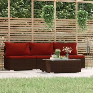 VidaXL 4 részes barna polyrattan kerti ülőgarnitúra párnákkal