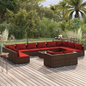 VidaXL 13 részes barna polyrattan kerti ülőgarnitúra párnákkal