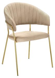 KONDELA Design étkezőszék, bézs Velvet szövet/gold króm arany, DASMIN NEW TYP 1