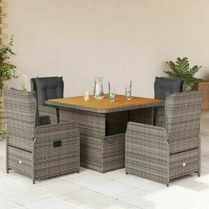 VidaXL 5 részes Kerti Étkezőgarnitúra - Szürke Polyrattan