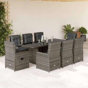 Polyrattan Kerti Étkezőgarnitúra - 9 részes - Szürke