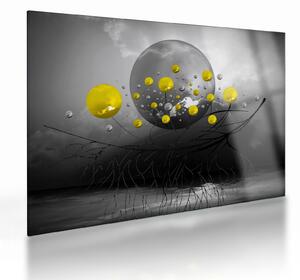 Kép- sárga absztrakt gömbök (üvegen) (70x50 cm)