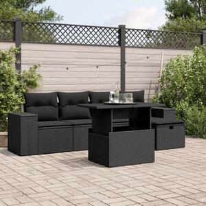 VidaXL Polyrattan Kerti Ülőgarnitúra - 6 részes - Fekete