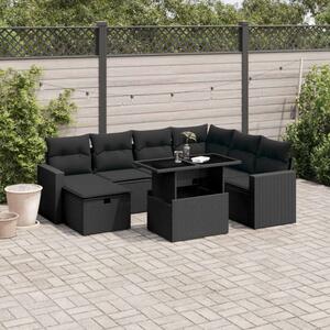 VidaXL Polyrattan Kerti Ülőgarnitúra - 8 részes - Fekete