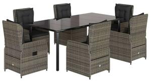 VidaXL Polyrattan Kerti Étkezőgarnitúra - 7 részes - Szürke