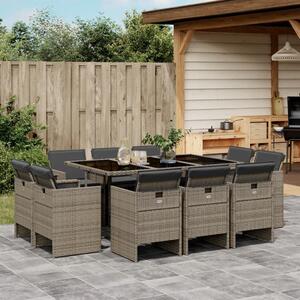 VidaXL 11 részes szürke polyrattan kerti ülőgarnitúra párnákkal