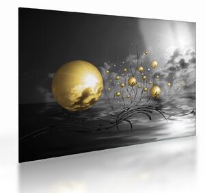 Okker gömbök képe (üvegen) (70x50 cm)